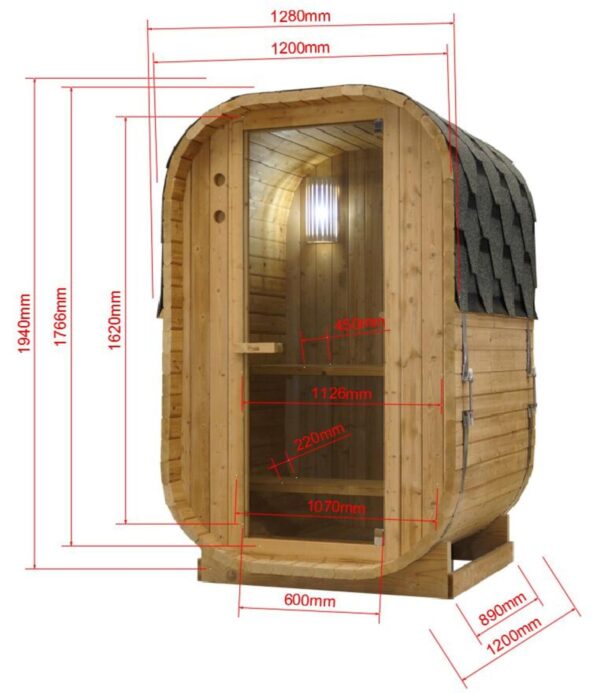 misure sauna economica da terrazzo