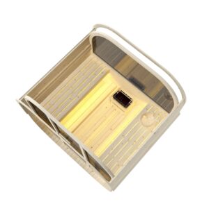 sauna da esterno cube a botte con vetrata frontale e posteriore