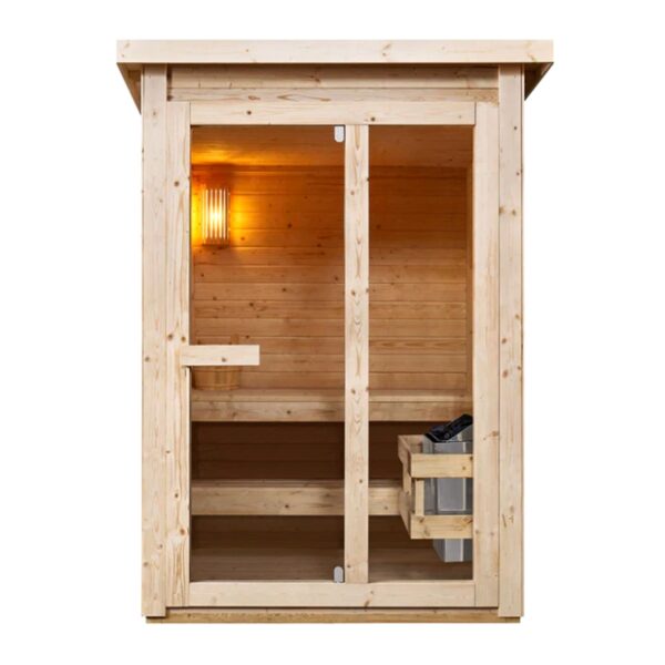 frontale vetrato sauna economica da giardino in vetro