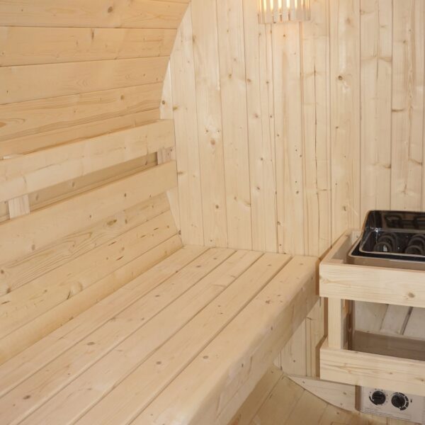 sauna in abete economica con terrazzino
