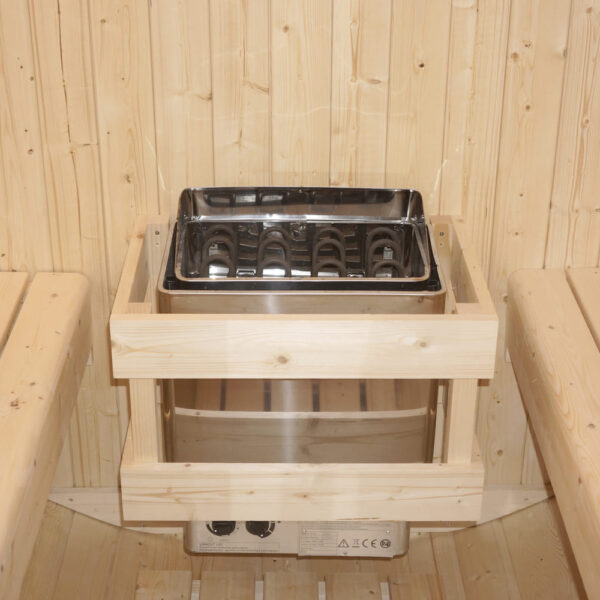 sauna in abete economica con terrazzino