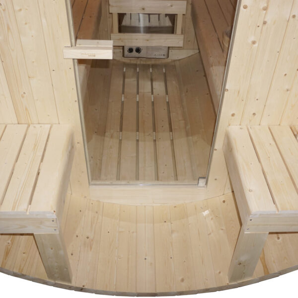 sauna in abete economica con terrazzino
