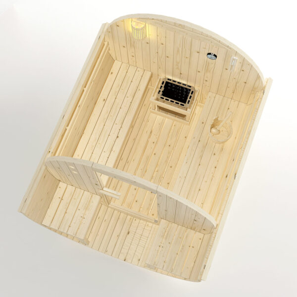 sauna in abete economica con terrazzino