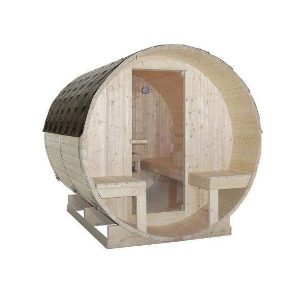 sauna in abete economica con terrazzino