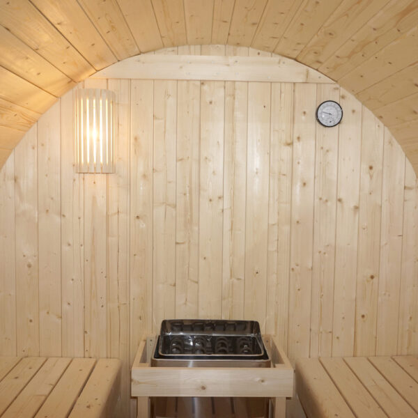 sauna in abete economica con terrazzino