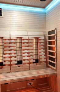 sauna infrarossi 3 persone con radiatori full spectrum e schienali ergonomici
