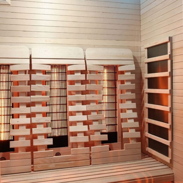 sauna infrarossi 3 persone con radiatori full spectrum e schienali ergonomici