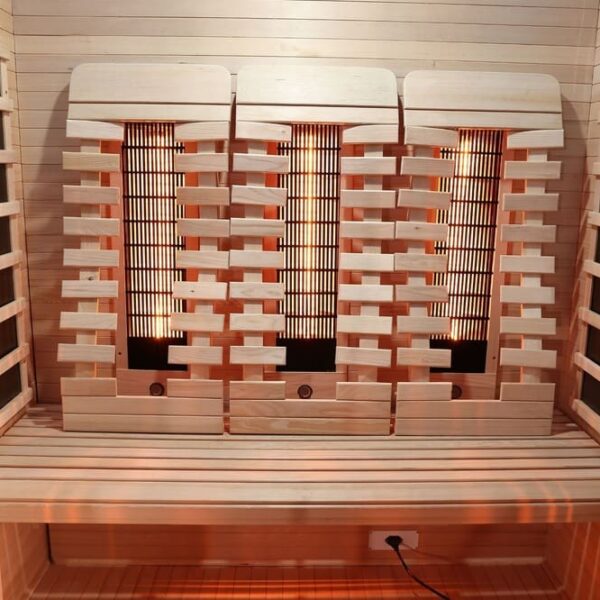 sauna infrarossi 3 persone con radiatori full spectrum e schienali ergonomici