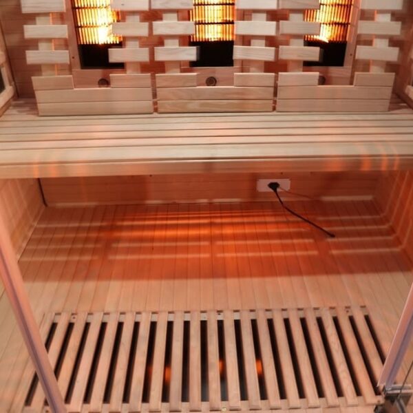 sauna infrarossi 3 persone con radiatori full spectrum e schienali ergonomici