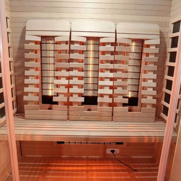 sauna infrarossi 3 persone con radiatori full spectrum e schienali ergonomici