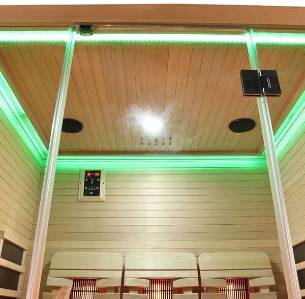 sauna infrarossi 3 persone con radiatori full spectrum e schienali ergonomici