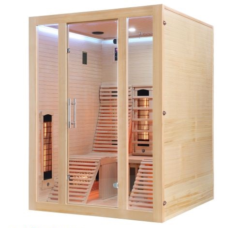 Sauna infrarossi FULL SPECTRUM per 2 persone sdraiate cromoterapia color legno