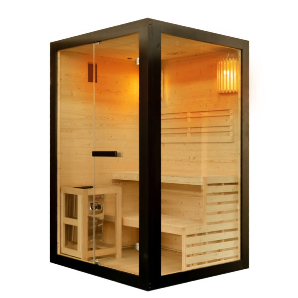 sauna finlandese per 2 persone economica con 2 vetrate colore nero