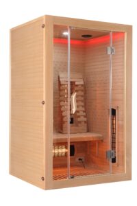 sauna infrarossi per due persone full spectrum con potenza regolabile e frontale vetrato vista interna
