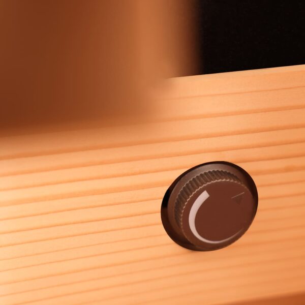 sauna infrarossi per due persone full spectrum con potenza regolabile e frontale vetrato vista regolatore intensità