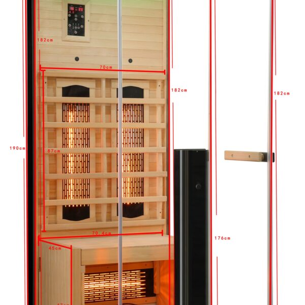 sauna ad infrarossi completamente vetrata con cromoterapia dimensioni