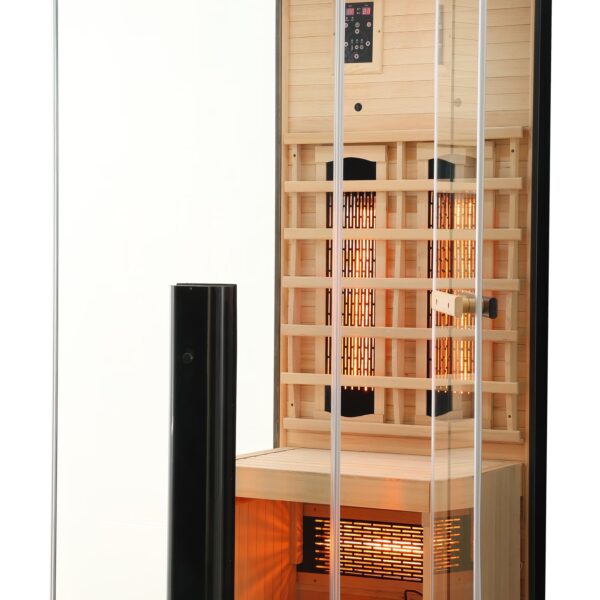 sauna ad infrarossi completamente vetrata con cromoterapia 3-4