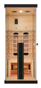 sauna ad infrarossi completamente vetrata con cromoterapia frontale