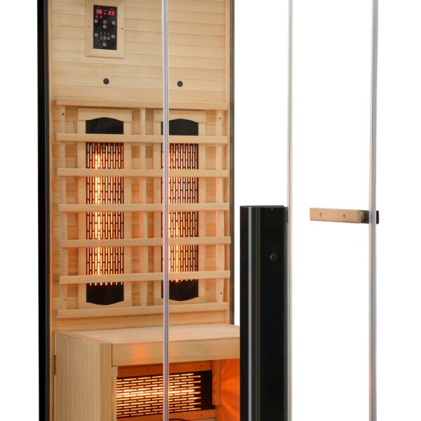 sauna ad infrarossi completamente vetrata con cromoterapia 3-4