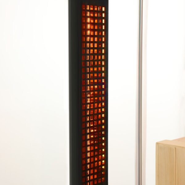 sauna ad infrarossi completamente vetrata con cromoterapia vista radiatori