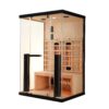 sauna moderna ed eleganmte ad infrarossi con vetrata su 3 lati radiatori full spectrum
