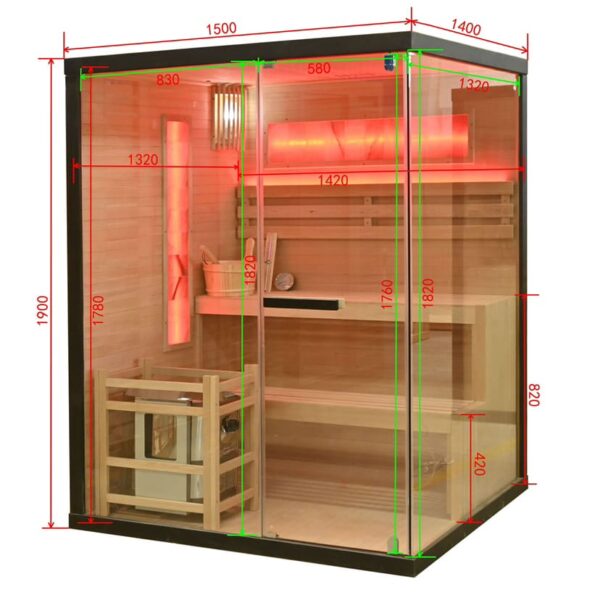 SB50150 misure sauna finlandese con sale e cromoterapia