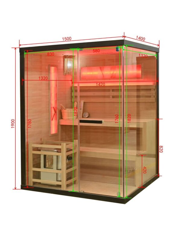 SB50150 misure sauna finlandese con sale e cromoterapia