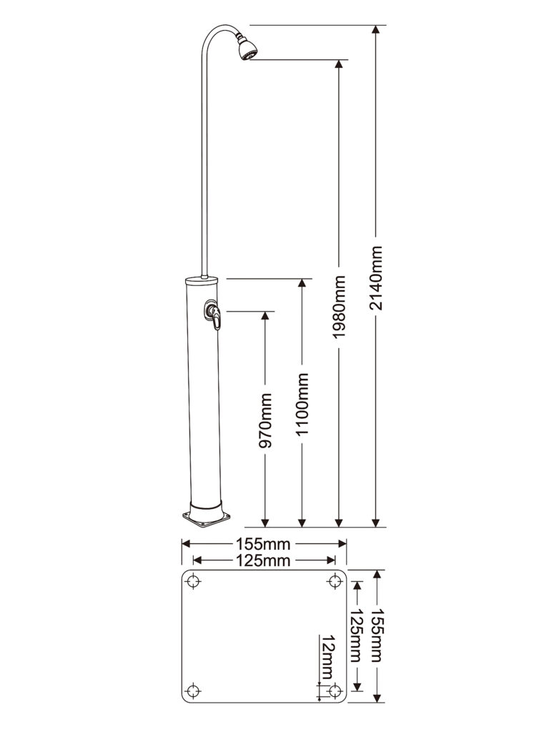 Misure Doccia Solare compatta SD10