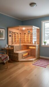 sauna infrarossin full spectrum vetrata ad angolo 4 posti da interno