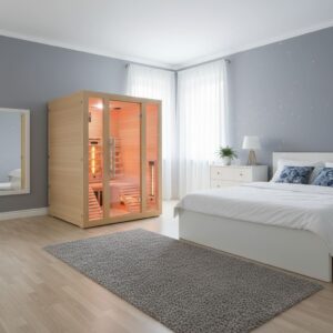sauna ad infrarossi con due lettini in camera matrimoniale