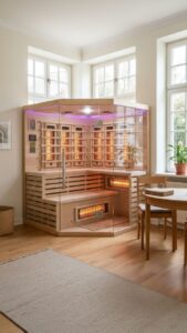 sauna infrarossin full spectrum vetrata ad angolo 4 posti da interno