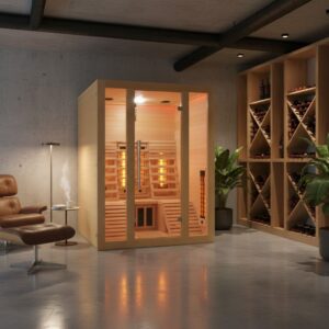 sauna ad infrarossi con due lettini in cantina
