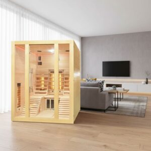sauna ad infrarossi con due lettini in soggiorno