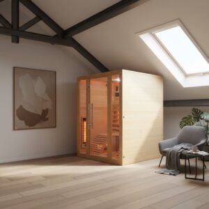 sauna ad infrarossi con due lettini in mansarda