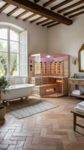 sauna infrarossin full spectrum vetrata ad angolo 4 posti da interno