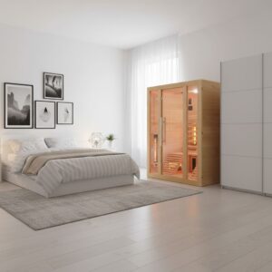 sauna ad infrarossi con due lettini in camera
