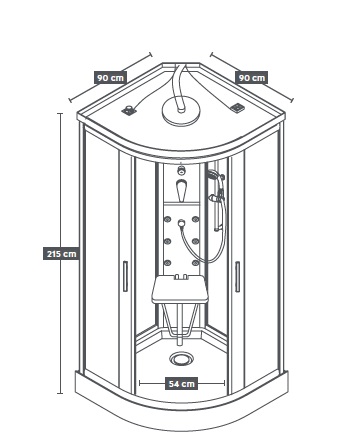 dimensioni box doccia idromassaggio con sauna