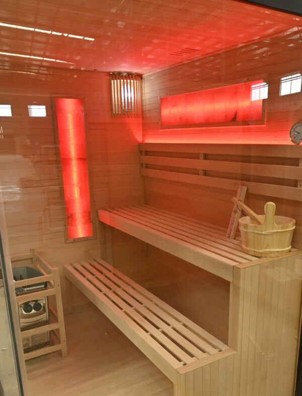 cromoterapia per sauna con mattoni di sale rosa