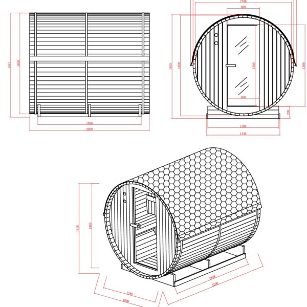 dimensioni sauna a botte grande