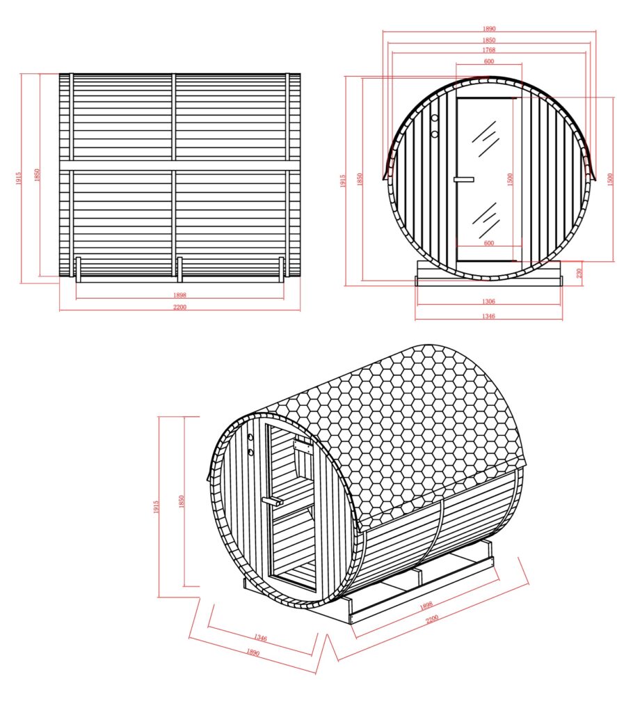 dimensioni sauna a botte grande