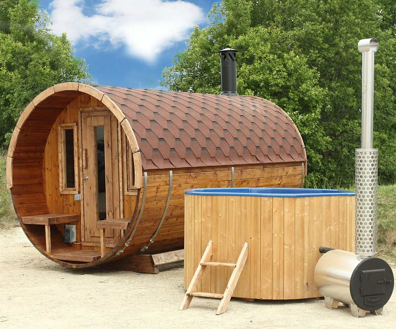 Sauna Finlandese A Botte Da Esterno - Per 8 Persone, 2.0x1.9m, Con Stufa Elettrica - Foto 5