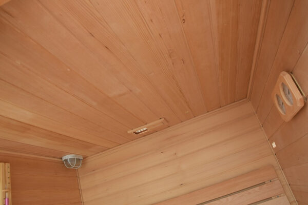 Sauna finlandese in hemlock canadese 3 posti con frontale vetrato