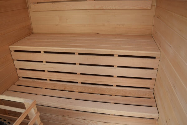 Sauna finlandese in hemlock canadese 3 posti con frontale vetrato