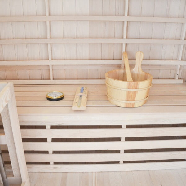 Sauna finlandese in hemlock canadese 3 posti con frontale vetrato