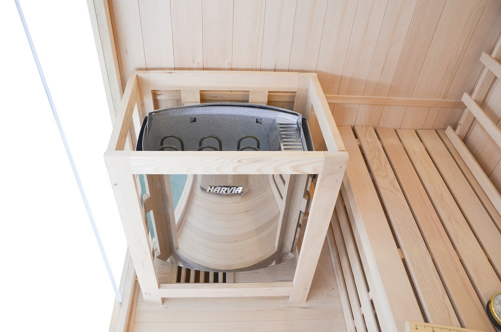 Sauna finlandese in hemlock canadese 3 posti con frontale vetrato
