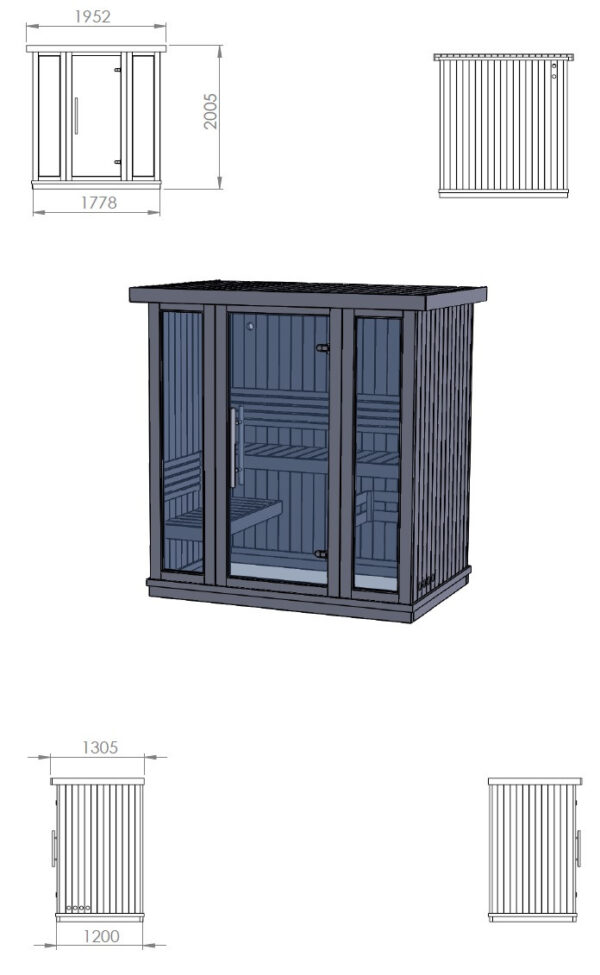 Sauna finlandese in tradizionale in abete nordico massiccio 178x120