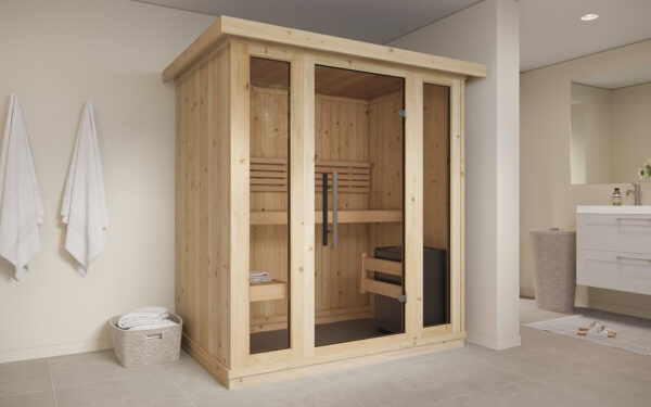 Sauna finlandese in tradizionale in abete nordico massiccio 178x120