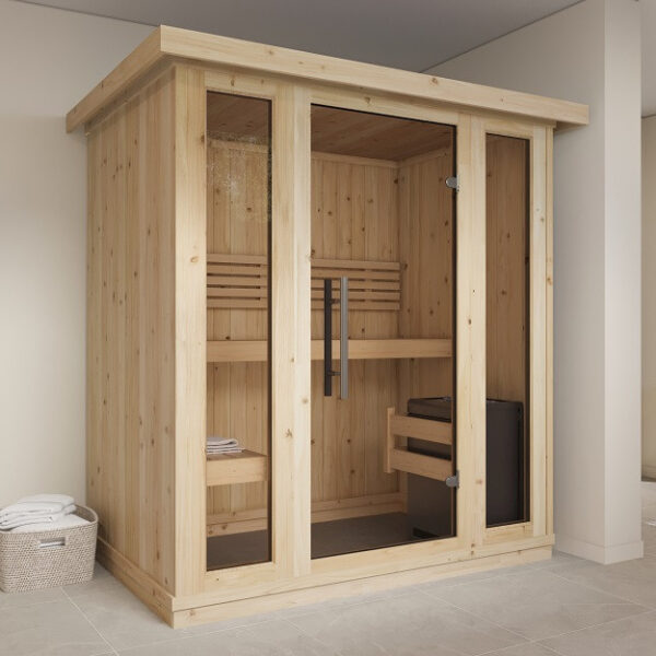 Sauna finlandese in tradizionale in abete nordico massiccio 178x120