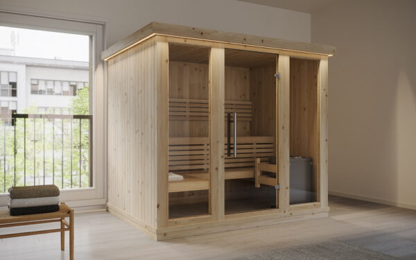 Sauna finlandese in tradizionale in abete nordico massiccio 207x164
