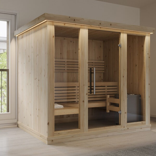 Sauna finlandese in tradizionale in abete nordico massiccio 207x164
